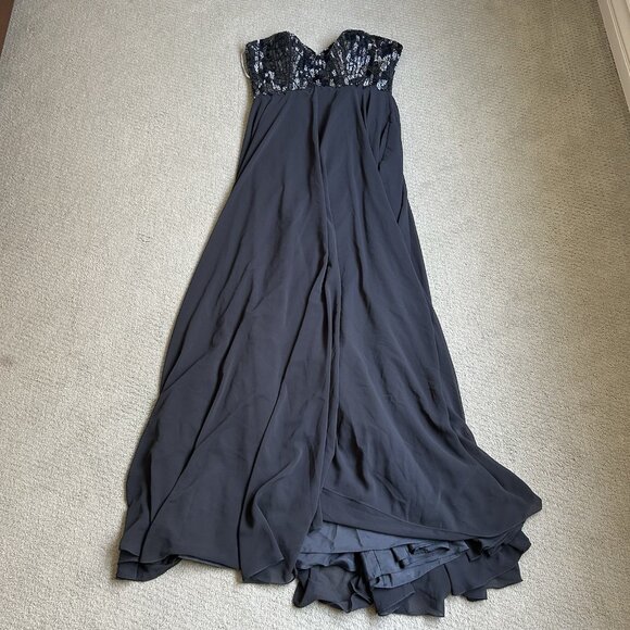 Alyce Paris Formal Prom Dress Gray Strapless Sweetheart Embellished Size 8 - Picture 1 of 9